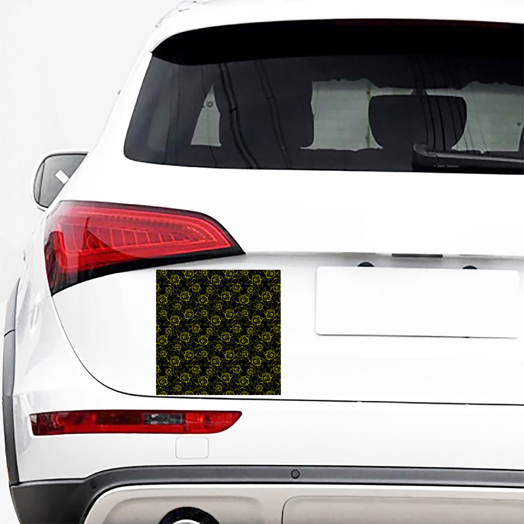 Black And Yellow Daffodil Pattern Print Car Sticker