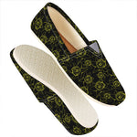 Black And Yellow Daffodil Pattern Print Casual Shoes
