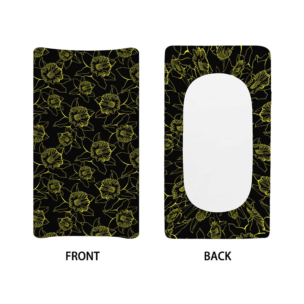 Black And Yellow Daffodil Pattern Print Changing Pad Cover