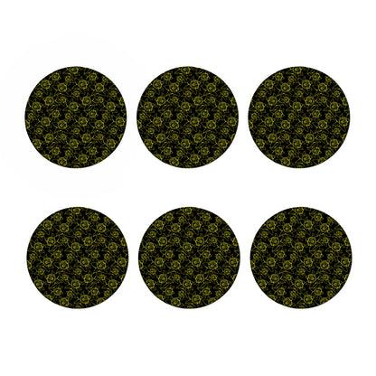 Black And Yellow Daffodil Pattern Print Coaster Set