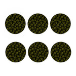 Black And Yellow Daffodil Pattern Print Coaster Set