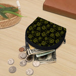 Black And Yellow Daffodil Pattern Print Coin Purse