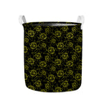 Black And Yellow Daffodil Pattern Print Collapsible Laundry Basket