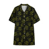 Black And Yellow Daffodil Pattern Print Cotton Hawaiian Shirt