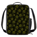 Black And Yellow Daffodil Pattern Print Crossbody Lunch Bag