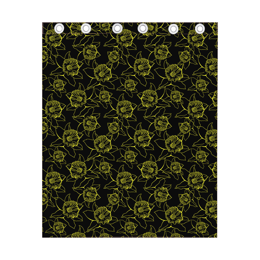Black And Yellow Daffodil Pattern Print Curtain