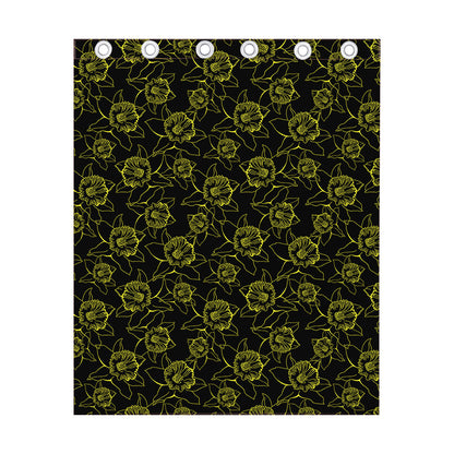 Black And Yellow Daffodil Pattern Print Curtain