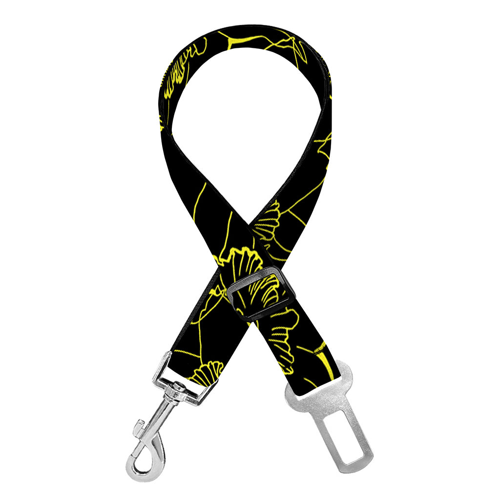 Black And Yellow Daffodil Pattern Print Dog Seat Belt