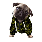 Black And Yellow Daffodil Pattern Print Dog Zip Up Hoodie