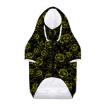 Black And Yellow Daffodil Pattern Print Dog Zip Up Hoodie