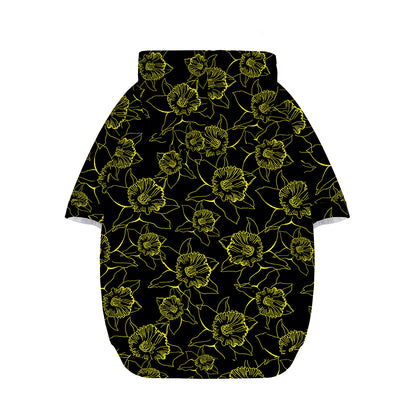 Black And Yellow Daffodil Pattern Print Dog Zip Up Hoodie