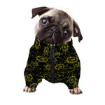 Black And Yellow Daffodil Pattern Print Dog Zip Up Jacket