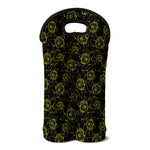 Black And Yellow Daffodil Pattern Print Double Neoprene Wine Tote