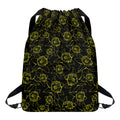 Black And Yellow Daffodil Pattern Print Drawstring Backpack