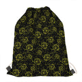 Black And Yellow Daffodil Pattern Print Drawstring Bag