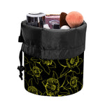 Black And Yellow Daffodil Pattern Print Drawstring Makeup Bag