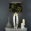 Black And Yellow Daffodil Pattern Print Drum Lamp Shade