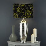 Black And Yellow Daffodil Pattern Print Drum Lamp Shade