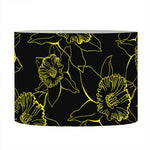 Black And Yellow Daffodil Pattern Print Drum Lamp Shade