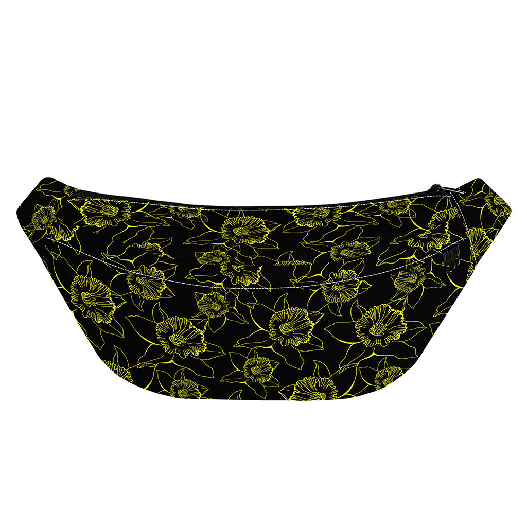 Black And Yellow Daffodil Pattern Print Fanny Pack