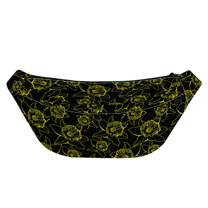 Black And Yellow Daffodil Pattern Print Fanny Pack