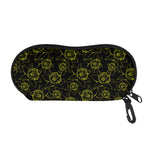 Black And Yellow Daffodil Pattern Print Glasses Case