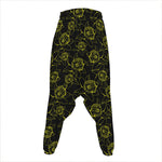 Black And Yellow Daffodil Pattern Print Hammer Pants