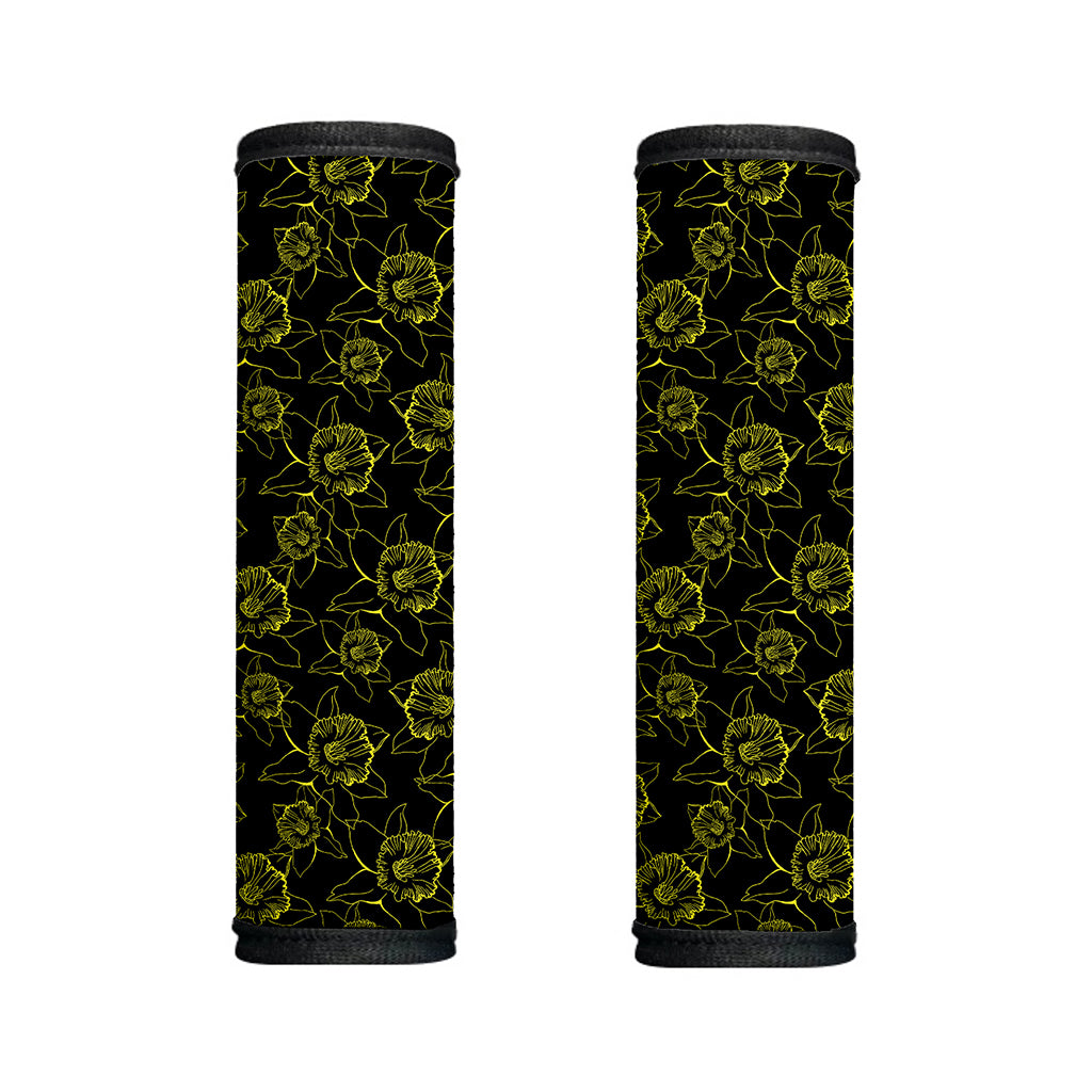 Black And Yellow Daffodil Pattern Print Handle Covers