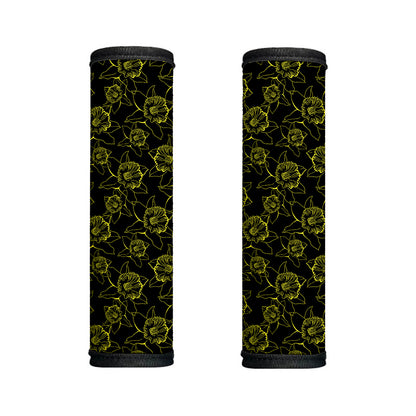 Black And Yellow Daffodil Pattern Print Handle Covers
