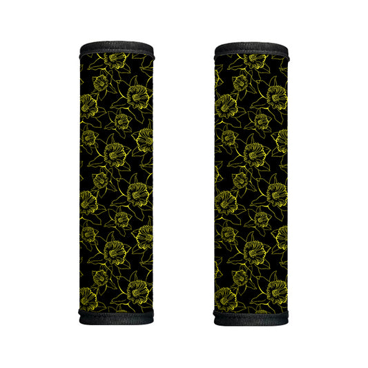 Black And Yellow Daffodil Pattern Print Handle Covers