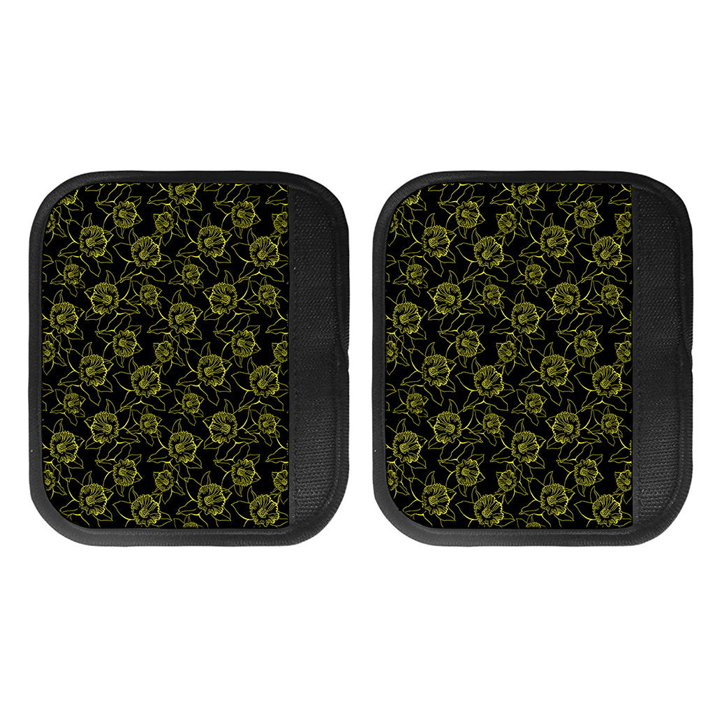 Black And Yellow Daffodil Pattern Print Handle Covers