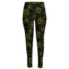 Black And Yellow Daffodil Pattern Print High-Waisted Pocket Leggings