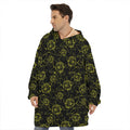 Black And Yellow Daffodil Pattern Print Hoodie Blanket