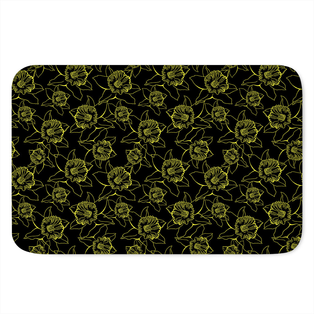 Black And Yellow Daffodil Pattern Print Indoor Door Mat