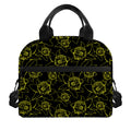 Black And Yellow Daffodil Pattern Print Insulated Lunch Bag