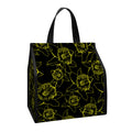 Black And Yellow Daffodil Pattern Print Insulated Lunch Tote