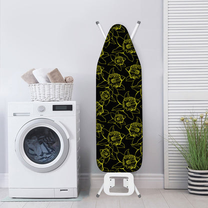 Black And Yellow Daffodil Pattern Print Ironing Board Cover