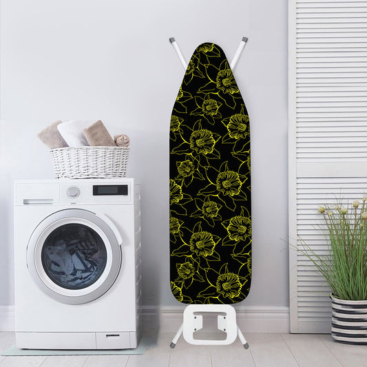 Black And Yellow Daffodil Pattern Print Ironing Board Cover