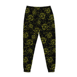 Black And Yellow Daffodil Pattern Print Jogger Pants
