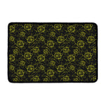 Black And Yellow Daffodil Pattern Print Kitchen Mat