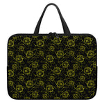 Black And Yellow Daffodil Pattern Print Laptop Sleeve With Handle