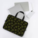 Black And Yellow Daffodil Pattern Print Laptop Sleeve With Handle