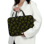 Black And Yellow Daffodil Pattern Print Laptop Sleeve With Handle