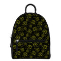 Black And Yellow Daffodil Pattern Print Leather Backpack