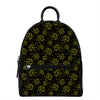Black And Yellow Daffodil Pattern Print Leather Backpack