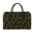 Black And Yellow Daffodil Pattern Print Leather Duffel Bag