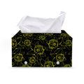 Black And Yellow Daffodil Pattern Print Leather Tissue Box Cover