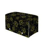 Black And Yellow Daffodil Pattern Print Leather Tissue Box Cover