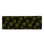 Black And Yellow Daffodil Pattern Print Long Kitchen Mat