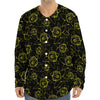 Black And Yellow Daffodil Pattern Print Long Sleeve Baseball Jersey